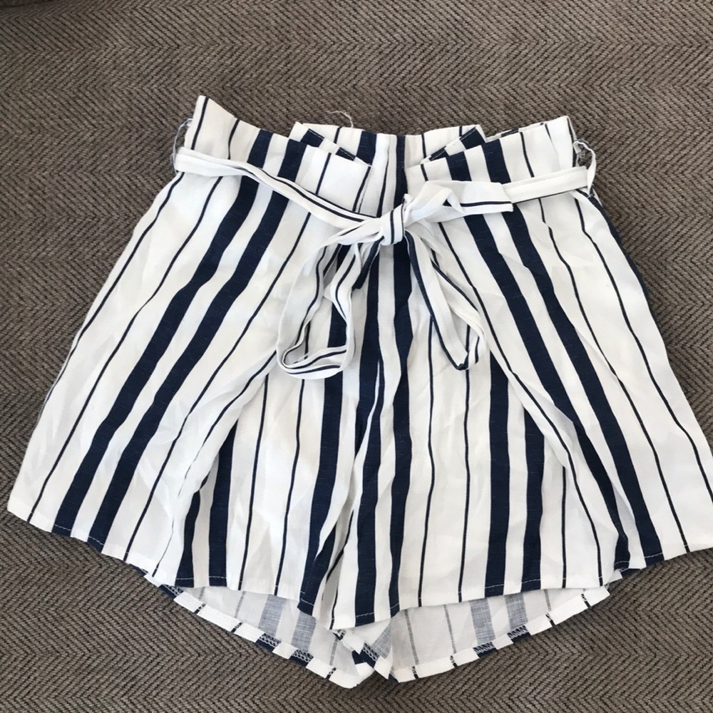 Blue & white striped shorts